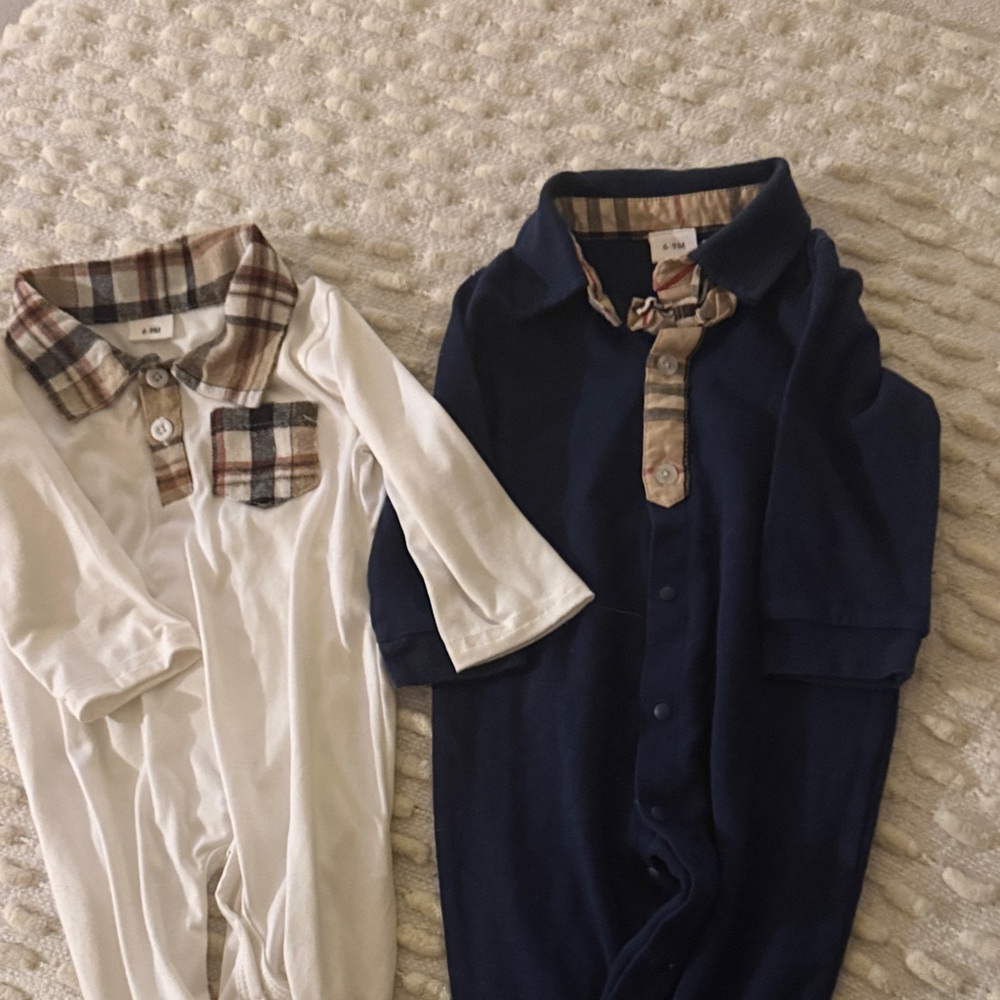 Designer inspired Collar Baby Onesies Set of 2